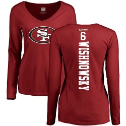 Women's Mitch Wishnowsky Red Backer - #6 Football San Francisco 49ers Long Sleeve T-Shirt