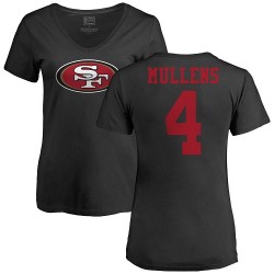 Women's Nick Mullens Black Name & Number Logo - #4 Football San Francisco 49ers T-Shirt