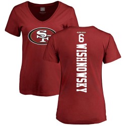 Women's Mitch Wishnowsky Red Backer - #6 Football San Francisco 49ers T-Shirt