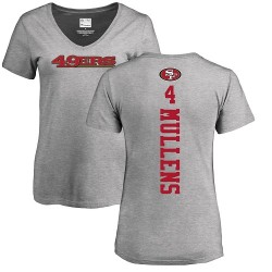 Women's Nick Mullens Ash Backer - #4 Football San Francisco 49ers T-Shirt
