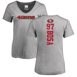 Women's Nick Bosa Ash Backer - #97 Football San Francisco 49ers T-Shirt