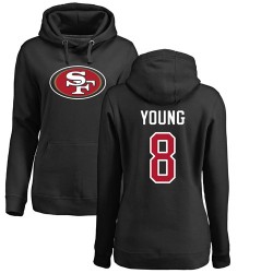 Women's Steve Young Black Name & Number Logo - #8 Football San Francisco 49ers Pullover Hoodie