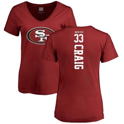 Women's Roger Craig Red Backer - #33 Football San Francisco 49ers T-Shirt
