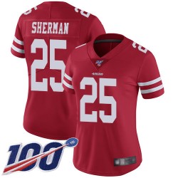 Limited Women's Richard Sherman Red Home Jersey - #25 Football San Francisco 49ers 100th Season Vapor Untouchable
