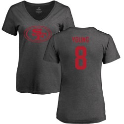 Women's Steve Young Ash One Color - #8 Football San Francisco 49ers T-Shirt