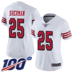 Limited Women's Richard Sherman White Jersey - #25 Football San Francisco 49ers 100th Season Rush Vapor Untouchable