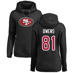 Women's Terrell Owens Black Name & Number Logo - #81 Football San Francisco 49ers Pullover Hoodie