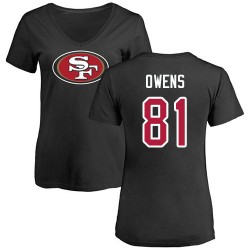 Women's Terrell Owens Black Name & Number Logo - #81 Football San Francisco 49ers T-Shirt