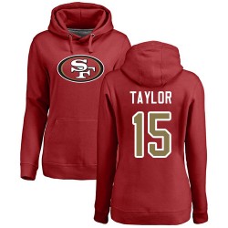 Women's Trent Taylor Red Name & Number Logo - #15 Football San Francisco 49ers Pullover Hoodie
