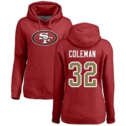 Women's Tevin Coleman Red Name & Number Logo - #26 Football San Francisco 49ers Pullover Hoodie
