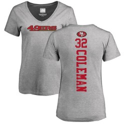 Women's Tevin Coleman Ash Backer - #26 Football San Francisco 49ers T-Shirt