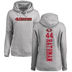 Women's Tom Rathman Ash Backer - #44 Football San Francisco 49ers Pullover Hoodie