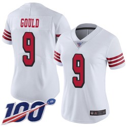 Limited Women's Robbie Gould White Jersey - #9 Football San Francisco 49ers 100th Season Rush Vapor Untouchable