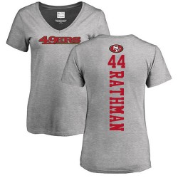 Women's Tom Rathman Ash Backer - #44 Football San Francisco 49ers T-Shirt