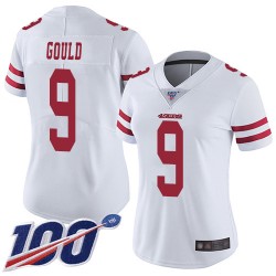 Limited Women's Robbie Gould White Road Jersey - #9 Football San Francisco 49ers 100th Season Vapor Untouchable