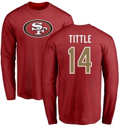 Y.A. Tittle Red Name & Number Logo - #14 Football San Francisco 49ers Long Sleeve T-Shirt