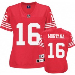 Replica Women's Joe Montana Red Home Jersey - #16 Football San Francisco 49ers Throwback