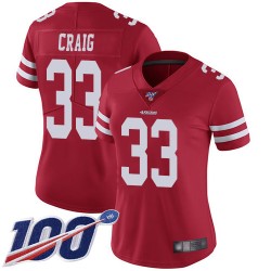 Limited Women's Roger Craig Red Home Jersey - #33 Football San Francisco 49ers 100th Season Vapor Untouchable
