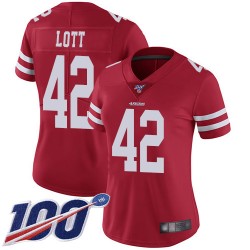 Limited Women's Ronnie Lott Red Home Jersey - #42 Football San Francisco 49ers 100th Season Vapor Untouchable