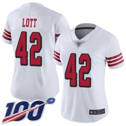Limited Women's Ronnie Lott White Jersey - #42 Football San Francisco 49ers 100th Season Rush Vapor Untouchable