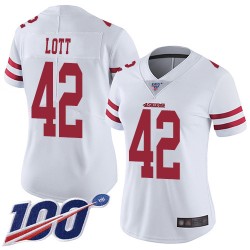 Limited Women's Ronnie Lott White Road Jersey - #42 Football San Francisco 49ers 100th Season Vapor Untouchable