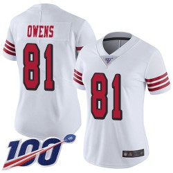 Limited Women's Terrell Owens White Jersey - #81 Football San Francisco 49ers 100th Season Rush Vapor Untouchable