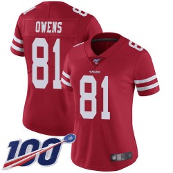 Limited Women's Terrell Owens Red Home Jersey - #81 Football San Francisco 49ers 100th Season Vapor Untouchable