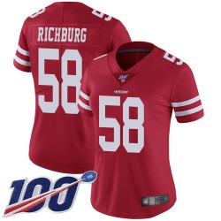 Limited Women's Weston Richburg Red Home Jersey - #58 Football San Francisco 49ers 100th Season Vapor Untouchable