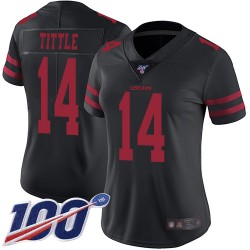 Limited Women's Y.A. Tittle Black Alternate Jersey - #14 Football San Francisco 49ers 100th Season Vapor Untouchable