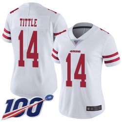 Limited Women's Y.A. Tittle White Road Jersey - #14 Football San Francisco 49ers 100th Season Vapor Untouchable