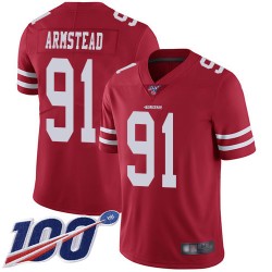 Limited Youth Arik Armstead Red Home Jersey - #91 Football San Francisco 49ers 100th Season Vapor Untouchable