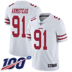 Limited Youth Arik Armstead White Road Jersey - #91 Football San Francisco 49ers 100th Season Vapor Untouchable