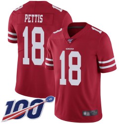 Limited Youth Dante Pettis Red Home Jersey - #18 Football San Francisco 49ers 100th Season Vapor Untouchable