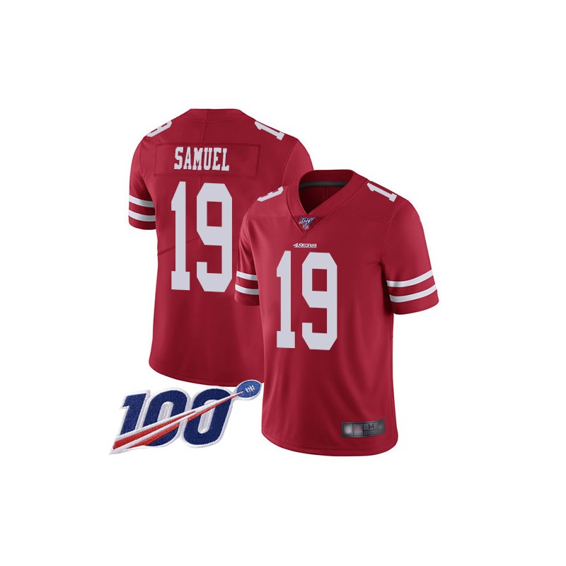 الكريمة المخفوقة Limited Youth Deebo Samuel Red Home Jersey - #19 Football San Francisco  49ers 100th Season Vapor Untouchable Size S(10-12) الكريمة المخفوقة