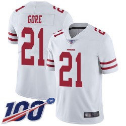 Limited Youth Frank Gore White Road Jersey - #21 Football San Francisco 49ers 100th Season Vapor Untouchable