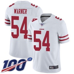 Limited Youth Fred Warner White Road Jersey - #54 Football San Francisco 49ers 100th Season Vapor Untouchable