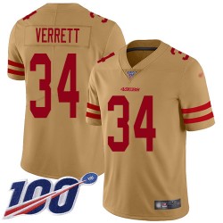 Limited Youth Jason Verrett Gold Jersey - #34 Football San Francisco 49ers 100th Season Inverted Legend