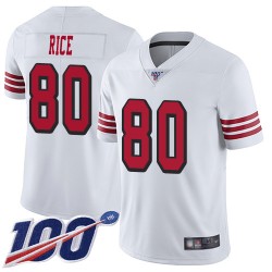 Limited Youth Jerry Rice White Jersey - #80 Football San Francisco 49ers 100th Season Rush Vapor Untouchable