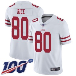 Limited Youth Jerry Rice White Road Jersey - #80 Football San Francisco 49ers 100th Season Vapor Untouchable