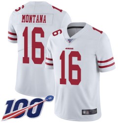 Limited Youth Joe Montana White Road Jersey - #16 Football San Francisco 49ers 100th Season Vapor Untouchable