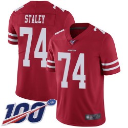 Limited Youth Joe Staley Red Home Jersey - #74 Football San Francisco 49ers 100th Season Vapor Untouchable