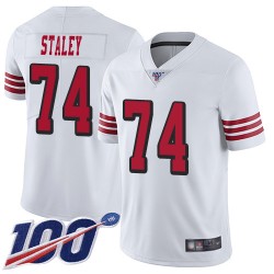 Limited Youth Joe Staley White Jersey - #74 Football San Francisco 49ers 100th Season Rush Vapor Untouchable