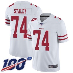 Limited Youth Joe Staley White Road Jersey - #74 Football San Francisco 49ers 100th Season Vapor Untouchable