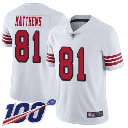 Limited Youth Jordan Matthews White Jersey - #81 Football San Francisco 49ers 100th Season Rush Vapor Untouchable