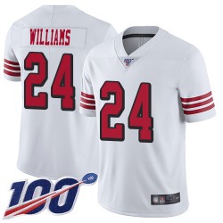 Limited Youth K'Waun Williams White Jersey - #24 Football San Francisco 49ers 100th Season Rush Vapor Untouchable