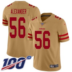 Limited Youth Kwon Alexander Gold Jersey - #56 Football San Francisco 49ers 100th Season Inverted Legend