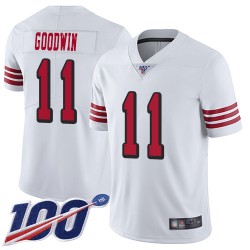 Limited Youth Marquise Goodwin White Jersey - #11 Football San Francisco 49ers 100th Season Rush Vapor Untouchable