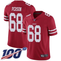 Limited Youth Mike Person Red Home Jersey - #68 Football San Francisco 49ers 100th Season Vapor Untouchable