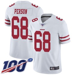 Limited Youth Mike Person White Road Jersey - #68 Football San Francisco 49ers 100th Season Vapor Untouchable