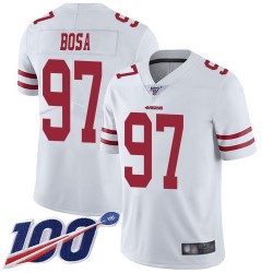Limited Youth Nick Bosa White Road Jersey - #97 Football San Francisco 49ers 100th Season Vapor Untouchable